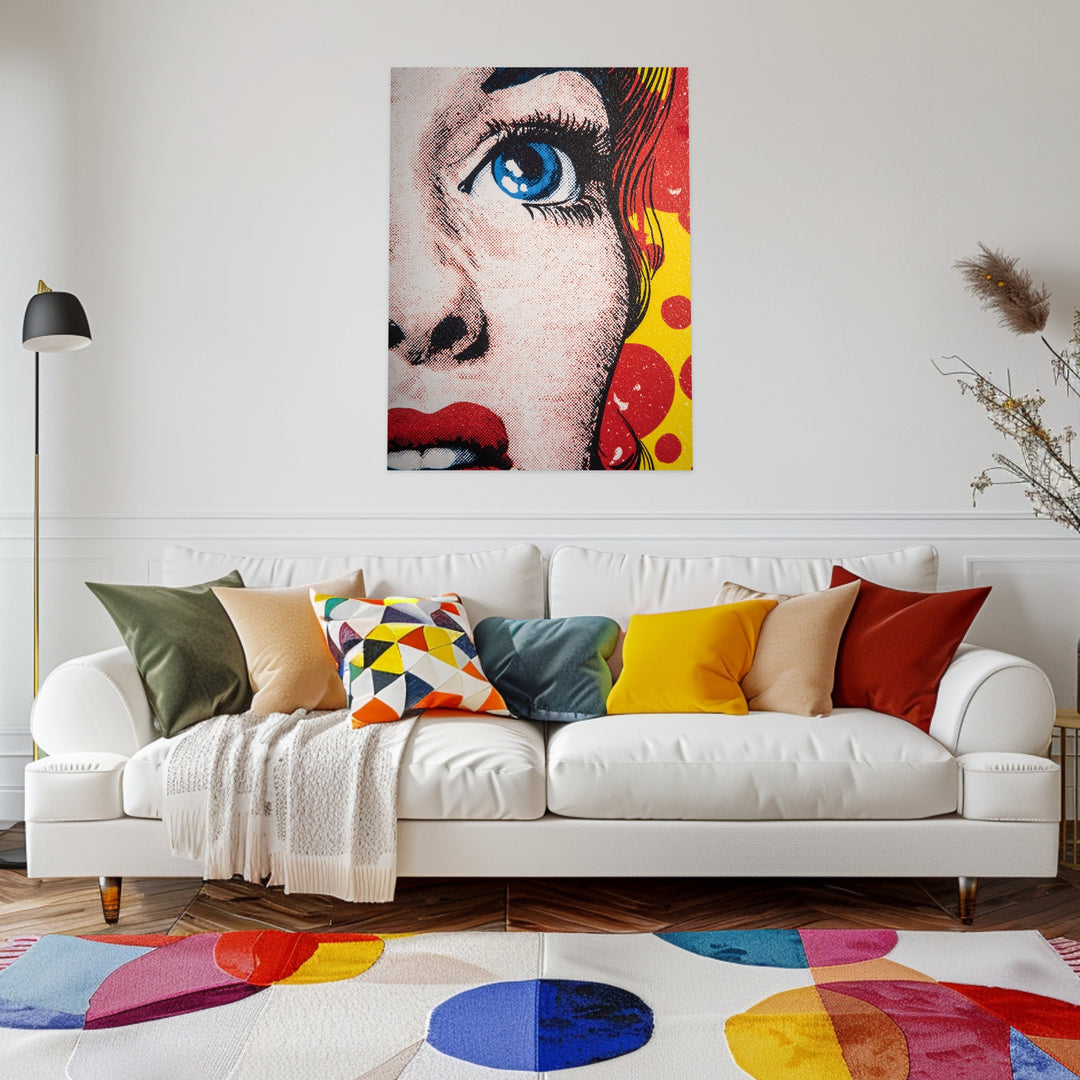 Fasziniert blaue Augen Leinwandbild Pop Art – Leinwand auf Holzrahmen – Ansicht 3