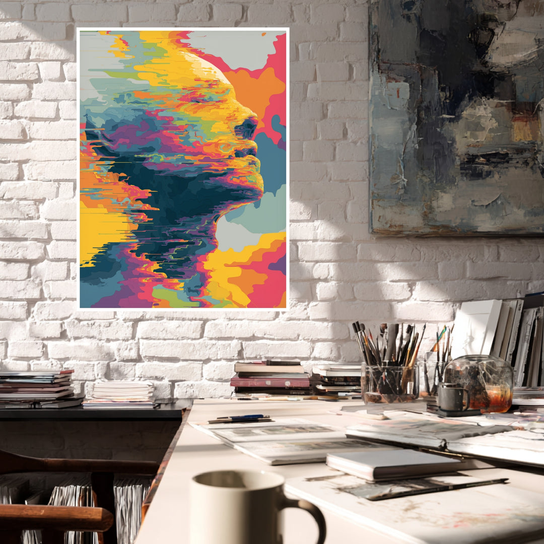Abstraktes Gesichtsprofil Poster abstrakt – mattes Kunstdruck-Papier – Ansicht 4