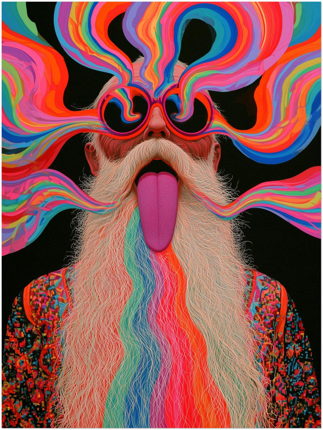 Psychedelischer Alter mit Bart Poster – Ohne Rahmen – Produktfoto