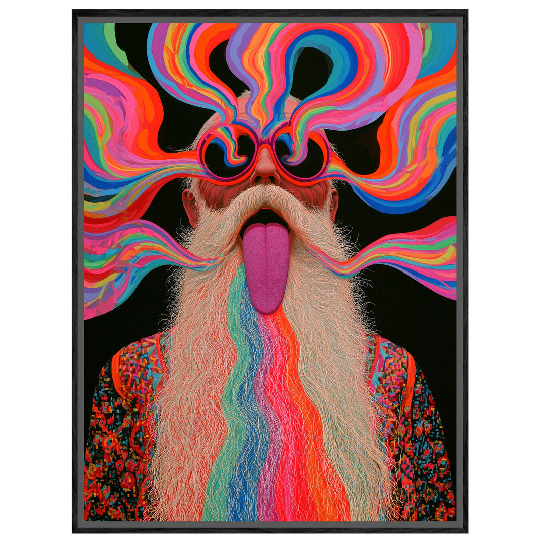 Psychedelischer Alter mit Bart Leinwandbild – Leinwandbild