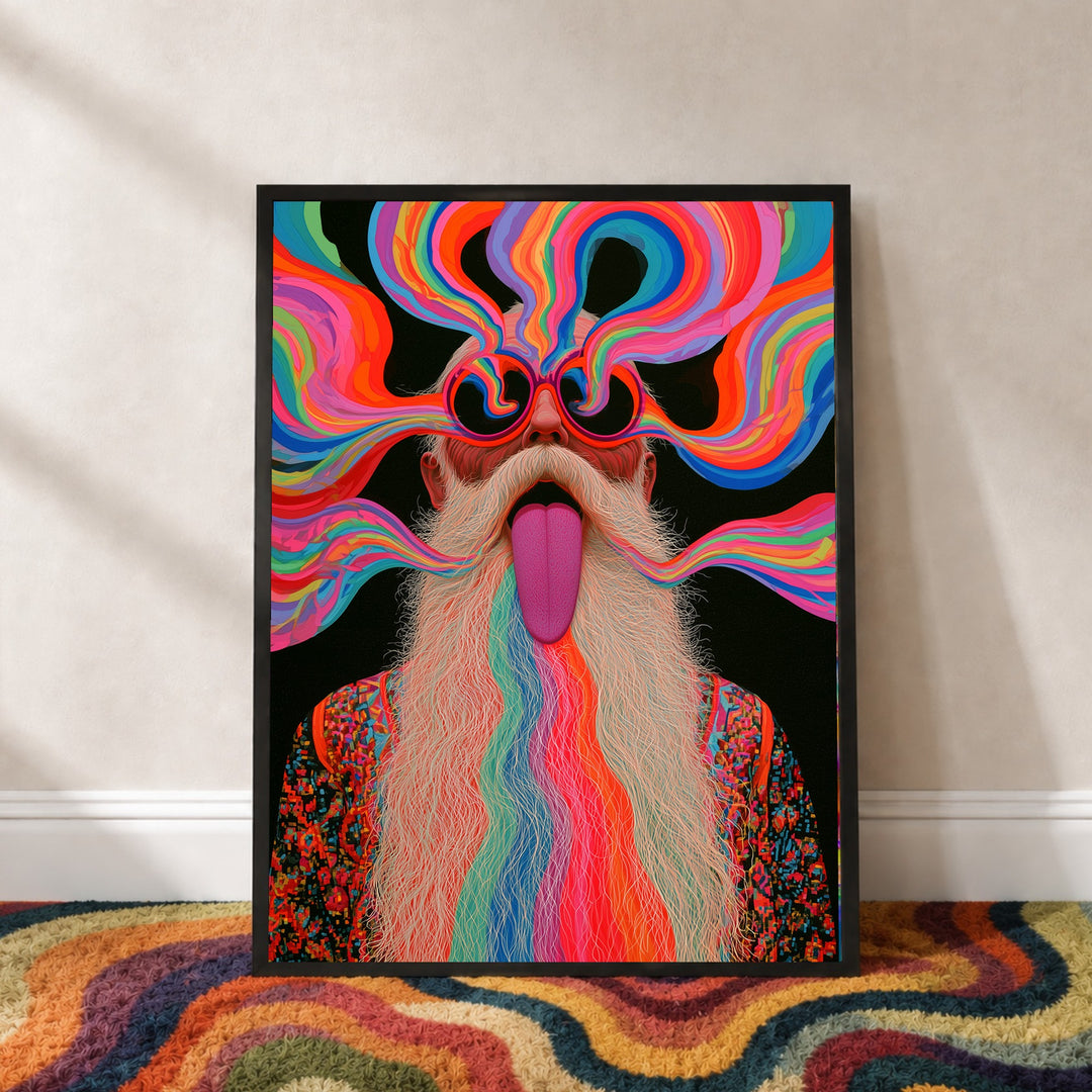 Psychedelischer Alter mit Bart Poster – Schwarzer Rahmen – Produktfoto