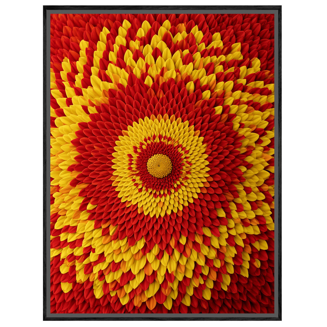 Feuriges Blüten Mandala Leinwandbild – Leinwandbild