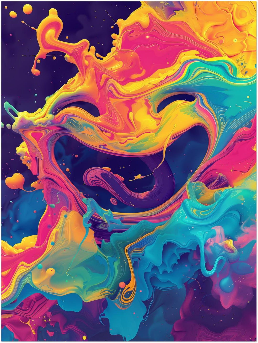 Farbenfrohes Lächeln Psychedelic – Wandkunst
