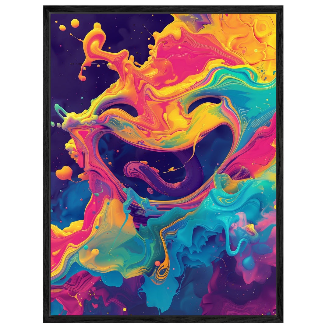 Farbenfrohes Lächeln Leinwandbild Psychedelic – Leinwand auf Holzrahmen – Ansicht 4