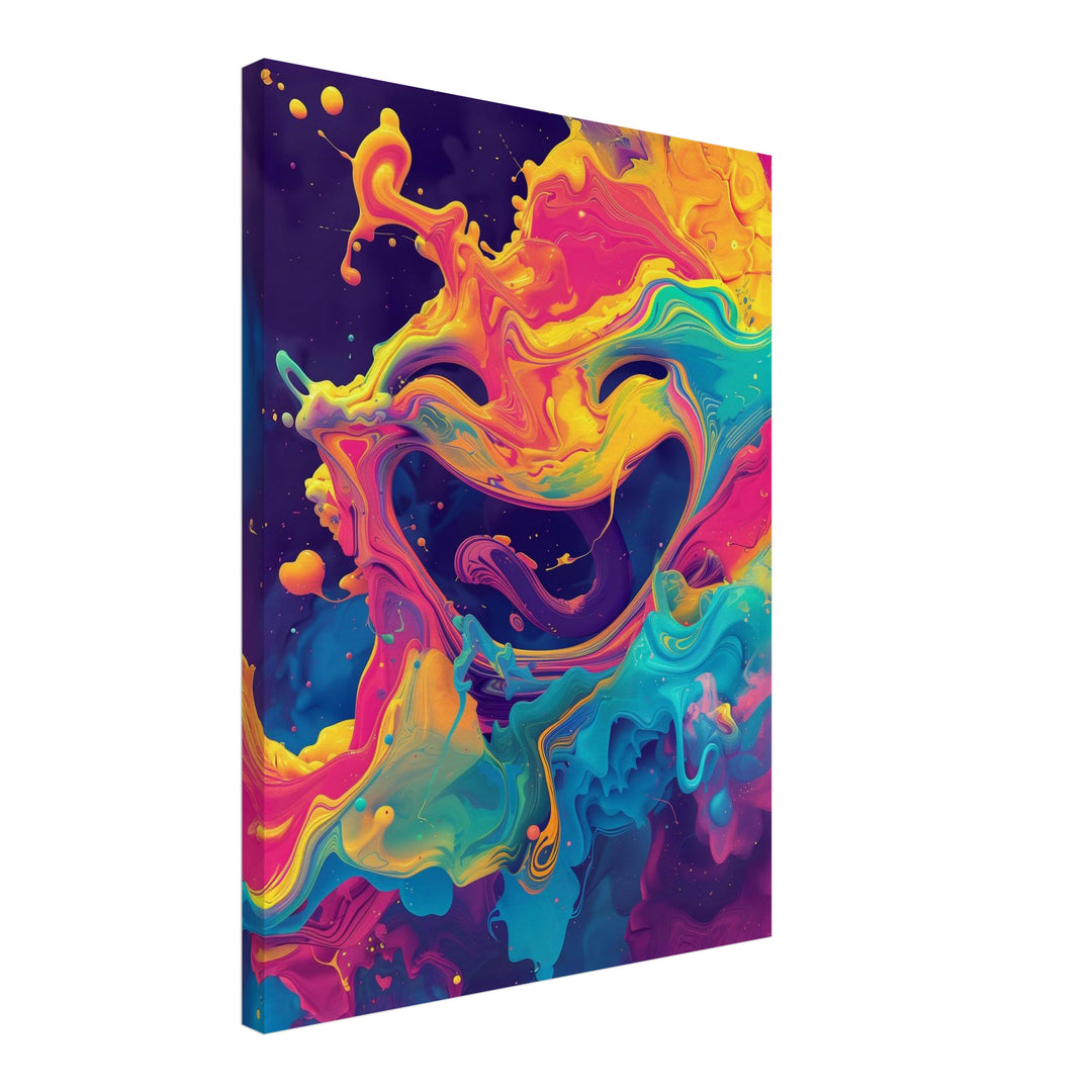Farbenfrohes Lächeln Leinwandbild Psychedelic – Leinwand auf Holzrahmen – Ansicht 2