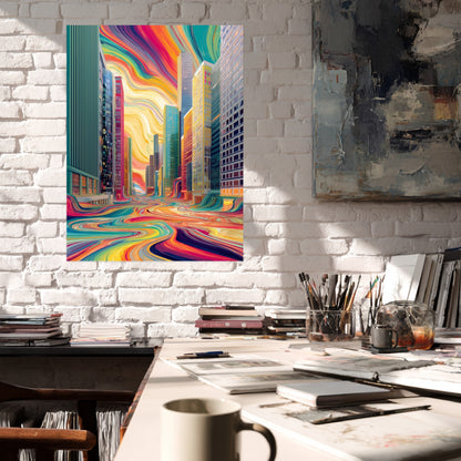 Fließende Farbenstadt Poster