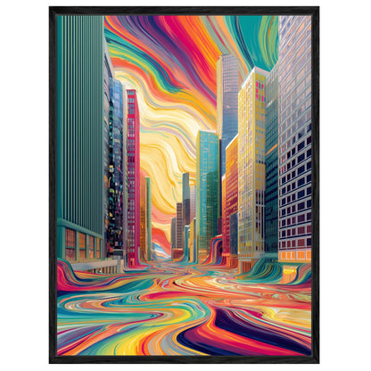 Fließende Farbenstadt Leinwandbild