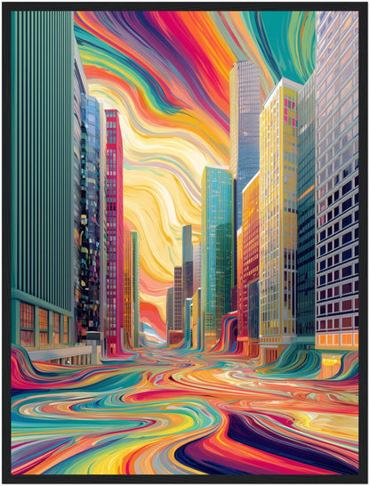 Fließende Farbenstadt Poster