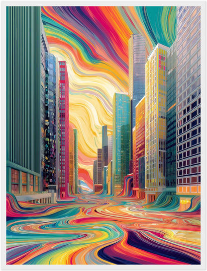 Fließende Farbenstadt Poster