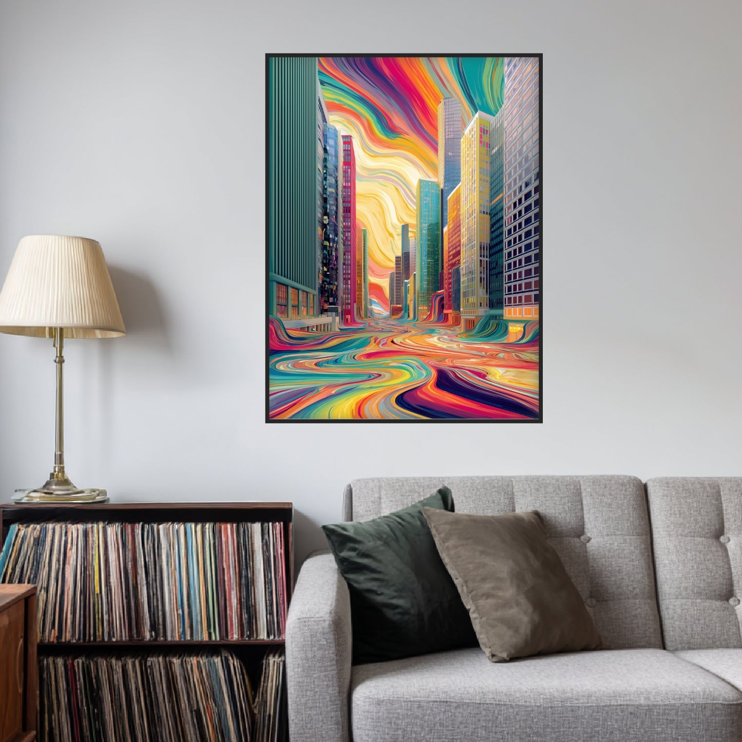 Fließende Farbenstadt Poster