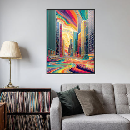 Fließende Farbenstadt Poster