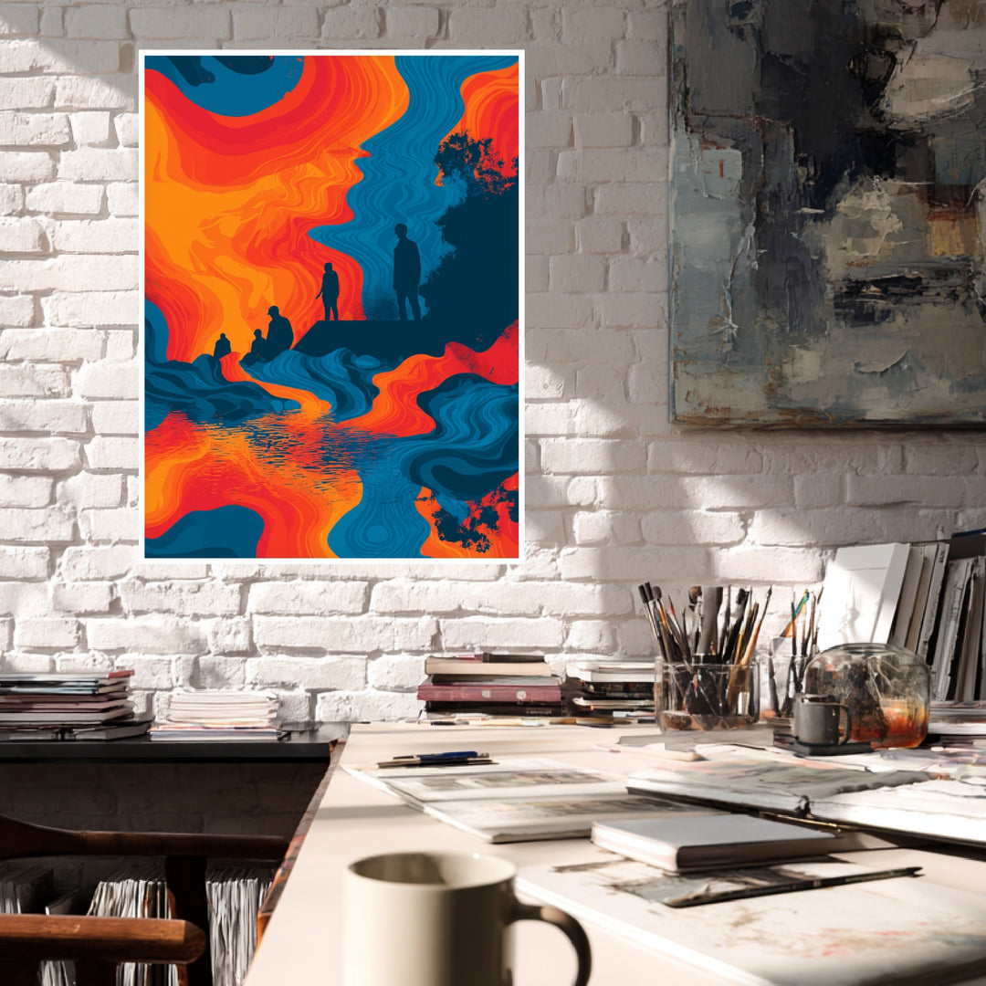Fließende Figurenlandschaft Poster abstrakt – mattes Kunstdruck-Papier – Ansicht 4