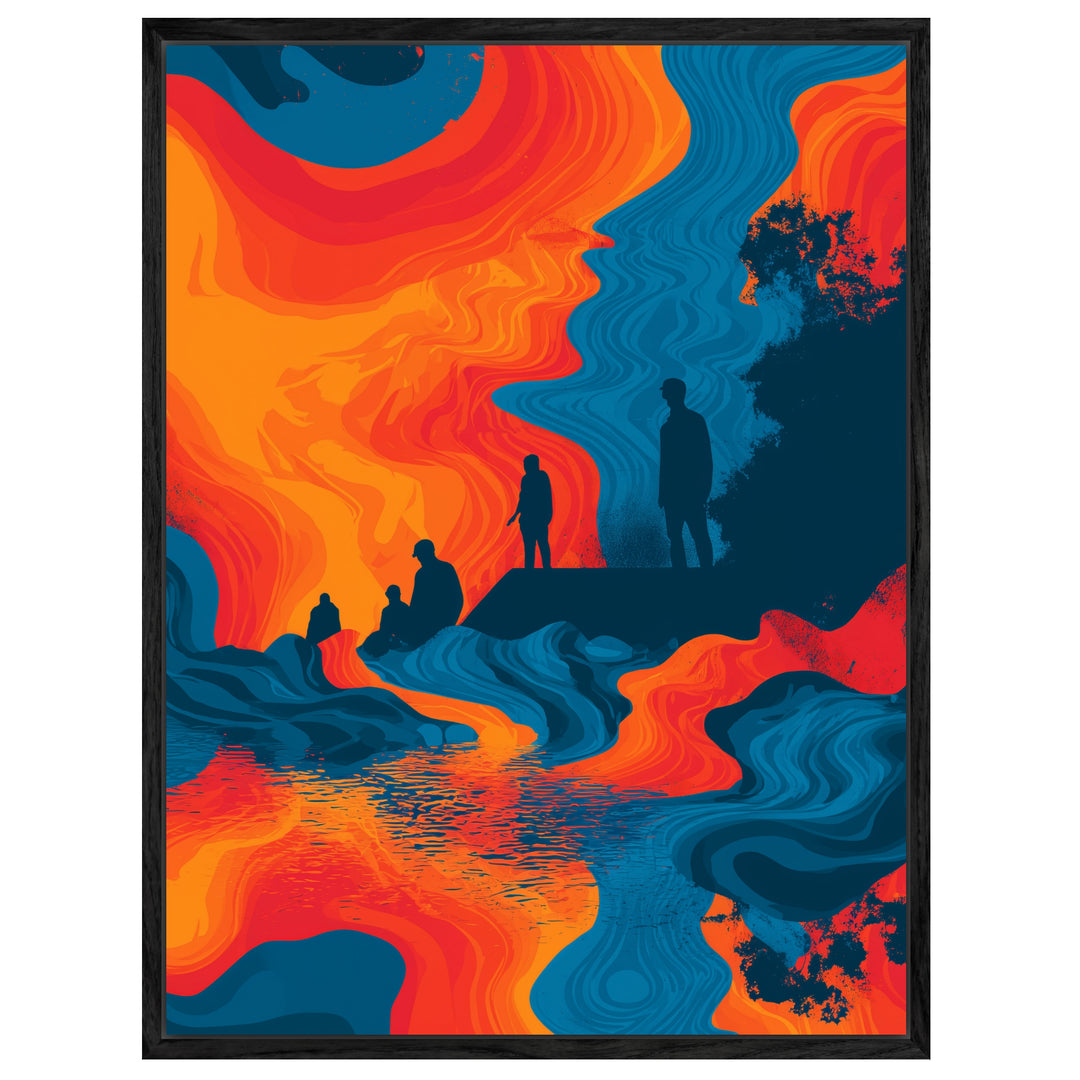 Fließende Figurenlandschaft Leinwandbild abstrakt – Leinwand auf Holzrahmen – Ansicht 2