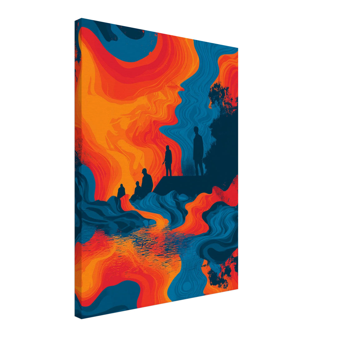 Fließende Figurenlandschaft Leinwandbild abstrakt – Leinwand auf Holzrahmen – Ansicht 4