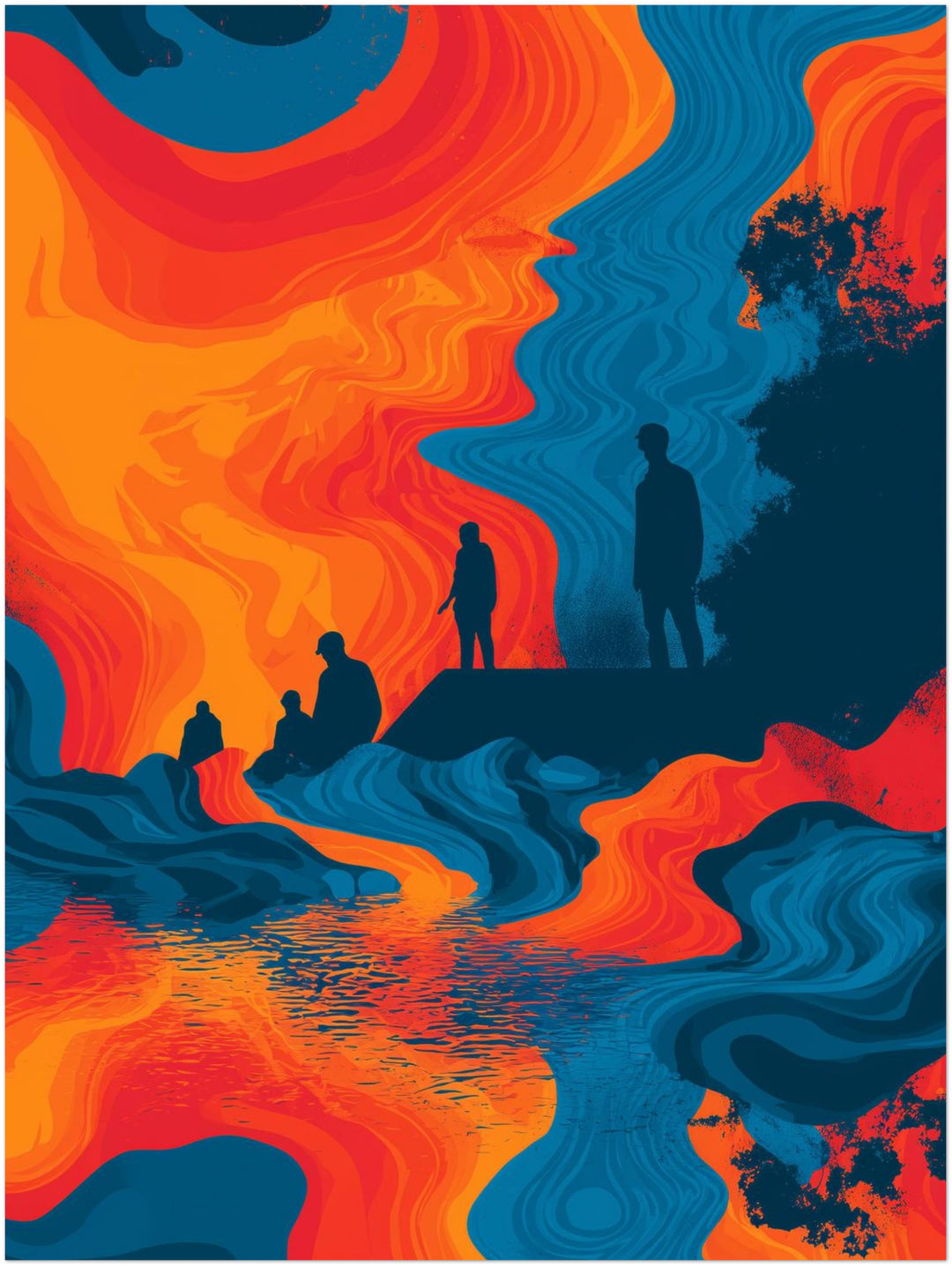 Fließende Figurenlandschaft abstrakt – Wandkunst