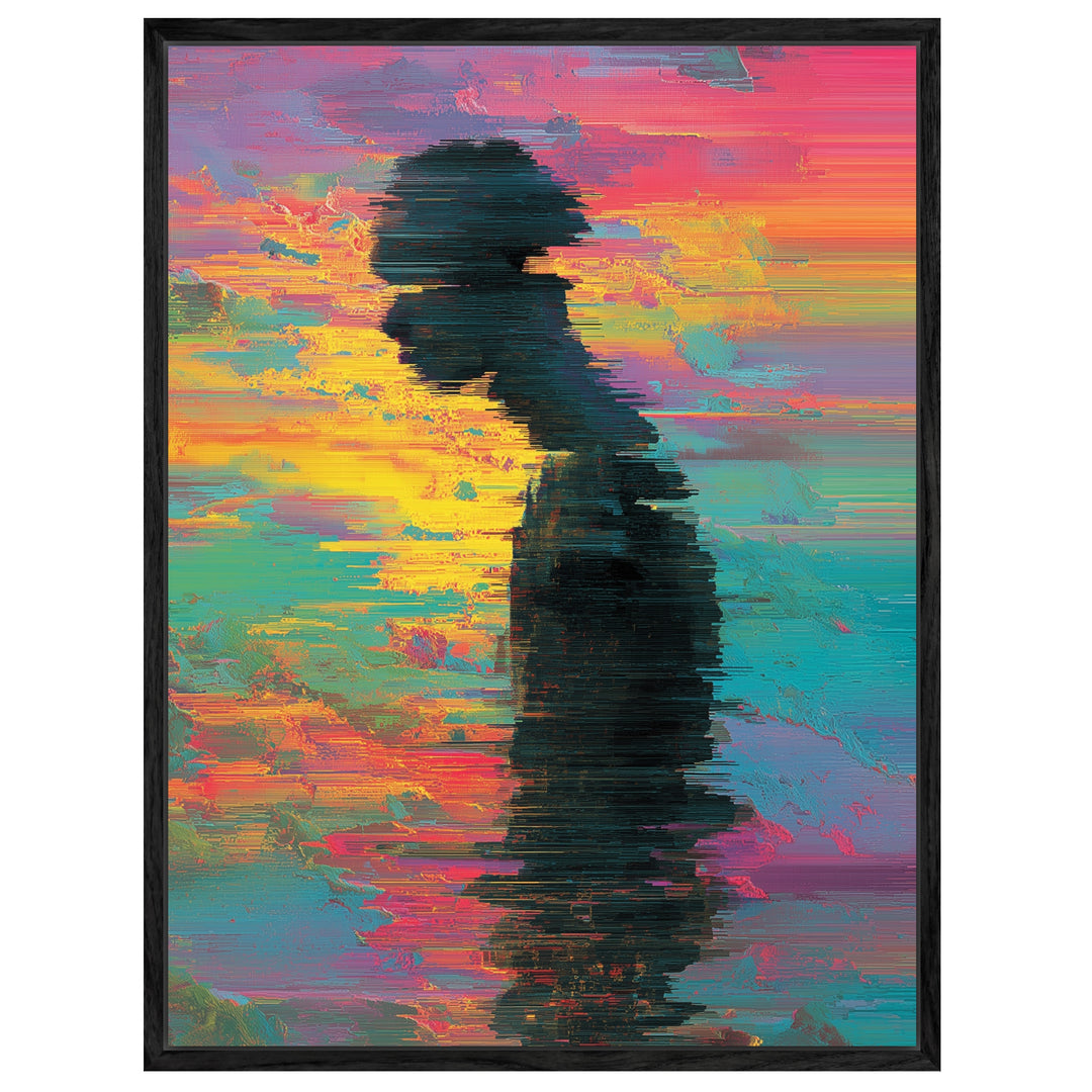 Fragmentierte Silhouette Leinwandbild abstrakt – Leinwand auf Holzrahmen – Ansicht 2