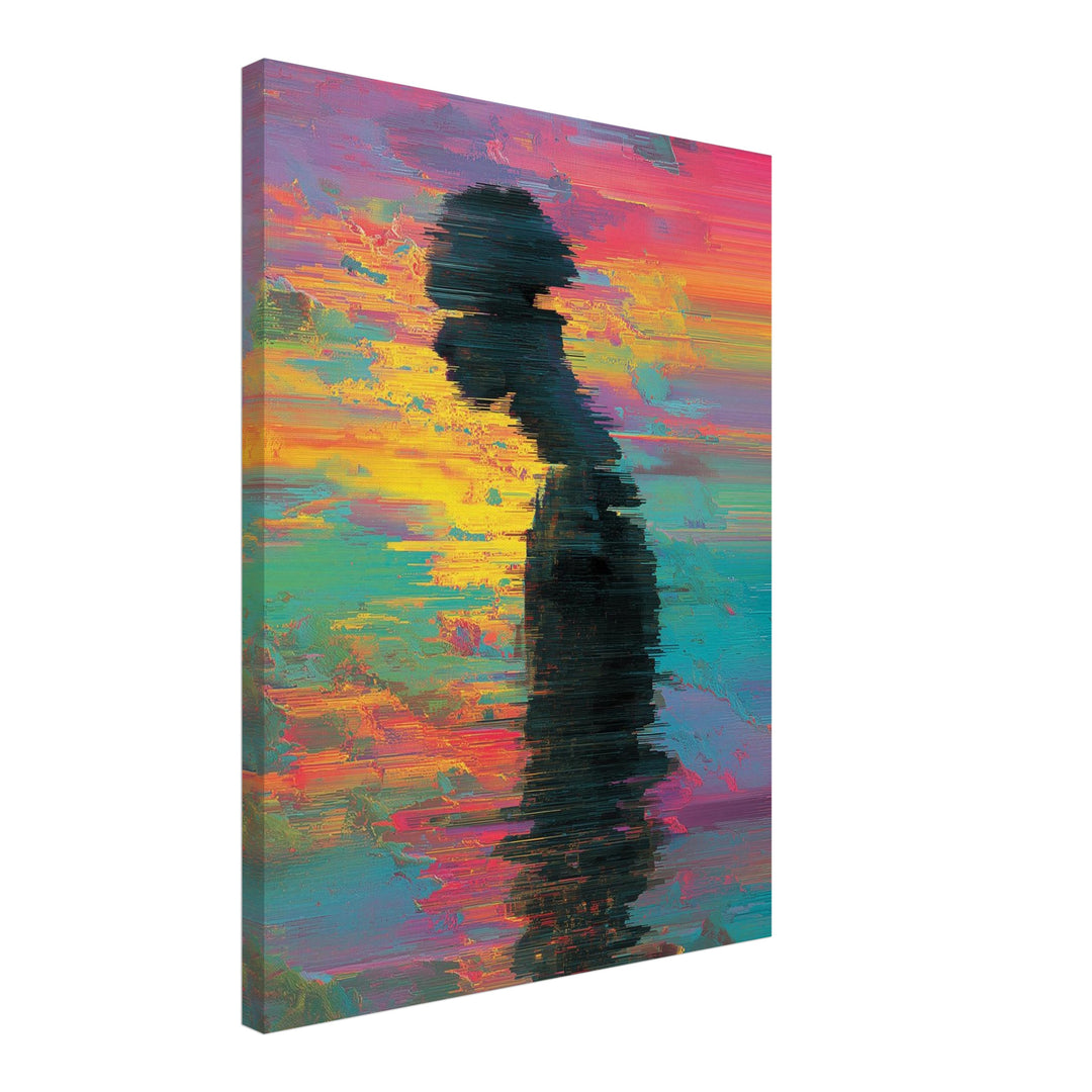 Fragmentierte Silhouette Leinwandbild abstrakt – Leinwand auf Holzrahmen – Ansicht 4