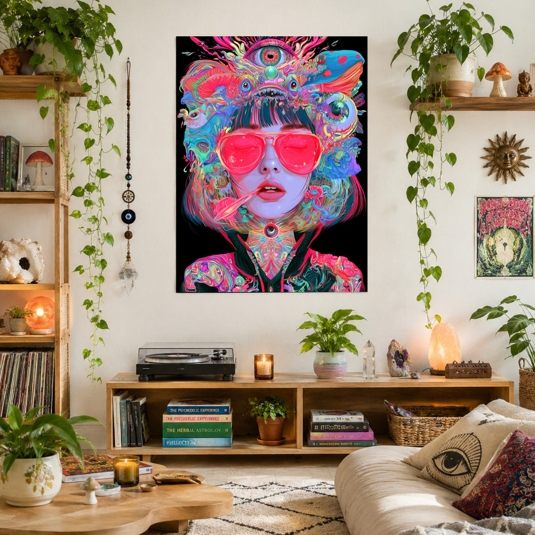 Frau mit pinker Sonnenbrille Poster – Ohne Rahmen – Produktfoto