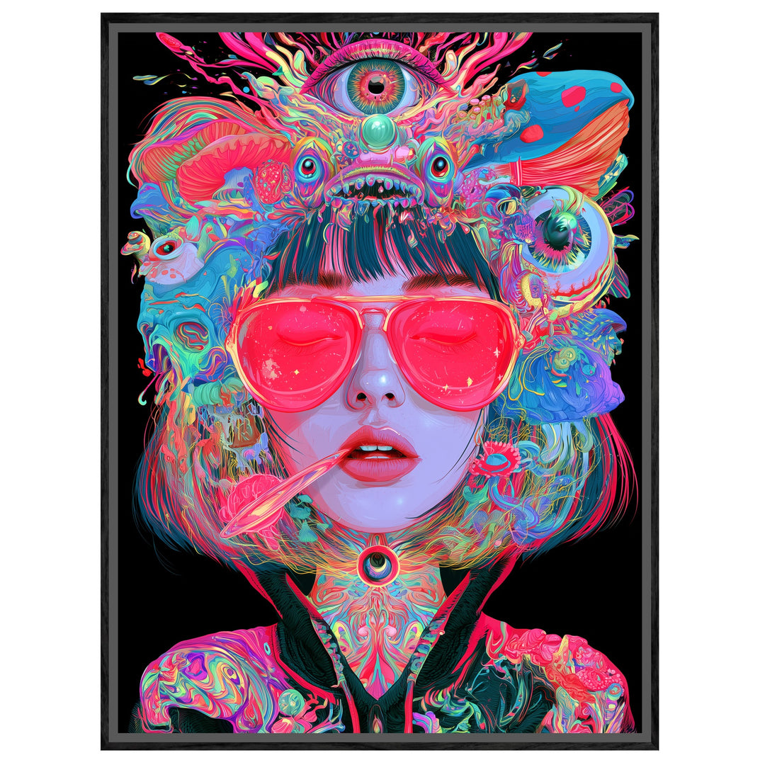 Frau mit pinker Sonnenbrille Leinwandbild – Leinwandbild