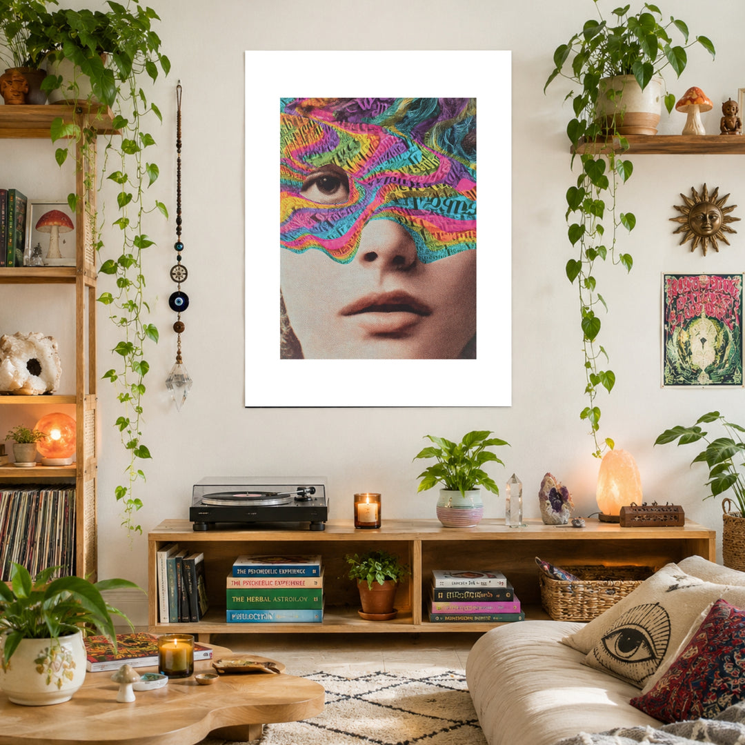 Psychedelisches Gesicht mit Schrift Poster – Ohne Rahmen – Produktfoto
