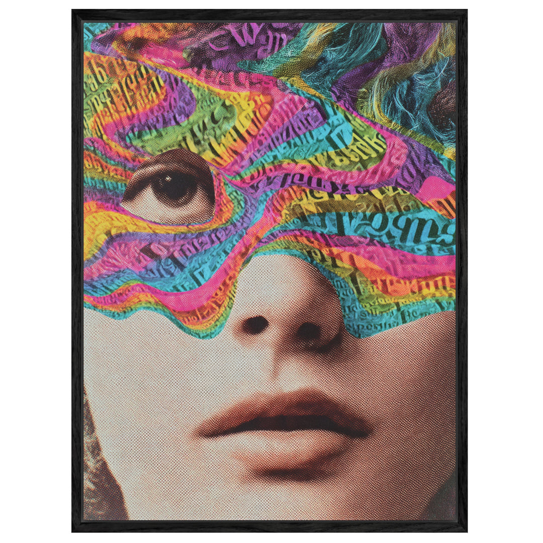 Psychedelisches Gesicht mit Schrift Leinwandbild – Leinwandbild