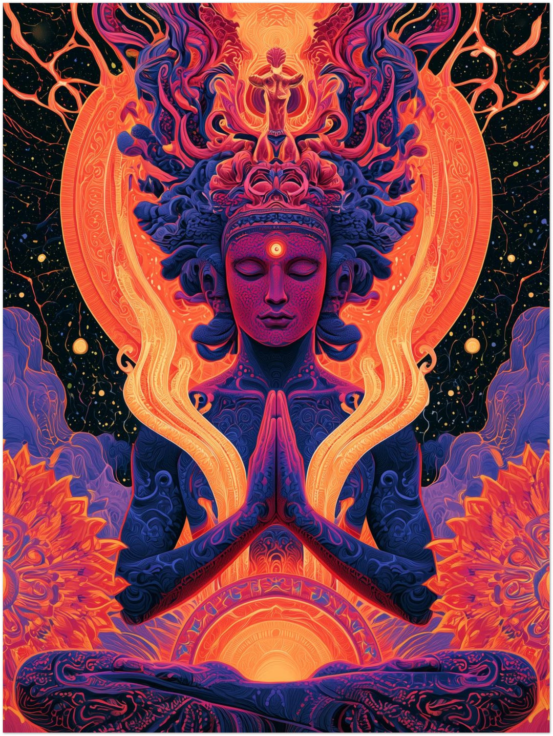 Meditierende Göttin mit Lotus Poster – Ohne Rahmen – Produktfoto