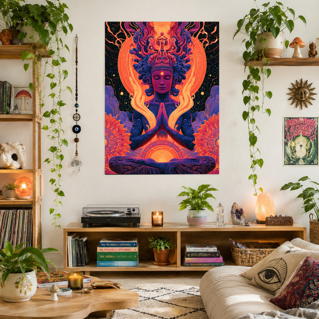 Meditierende Göttin mit Lotus Poster – Ohne Rahmen – Produktfoto