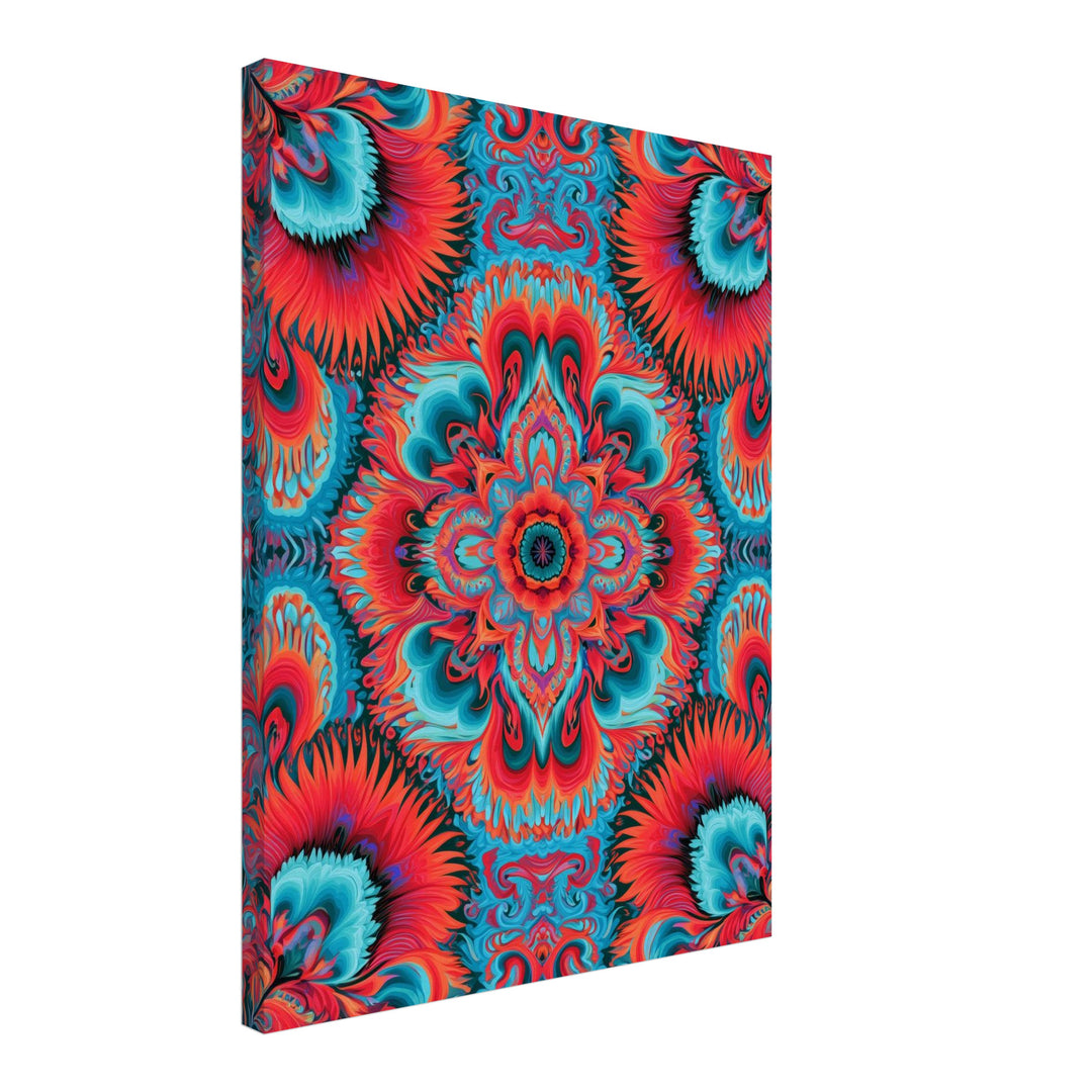 Mandala in Flammen Leinwandbild – Schräge Ansicht – Produktfoto