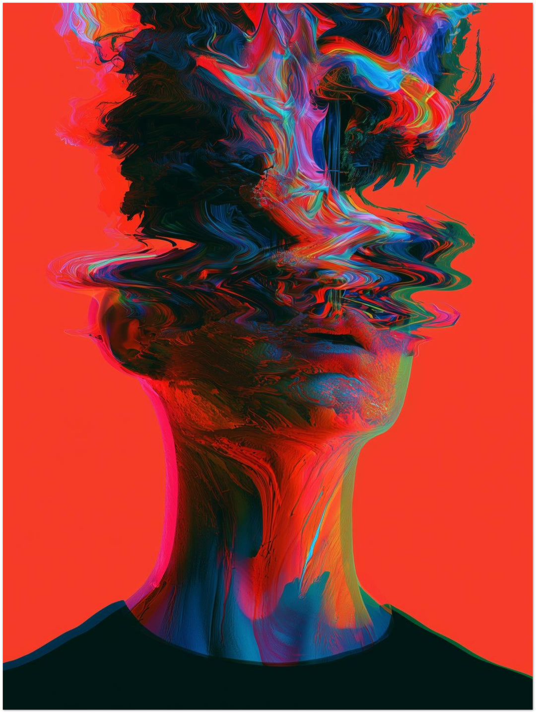 Psychedelischer Kopf in Wellen Leinwandbild – Ohne Rahmen – Produktfoto