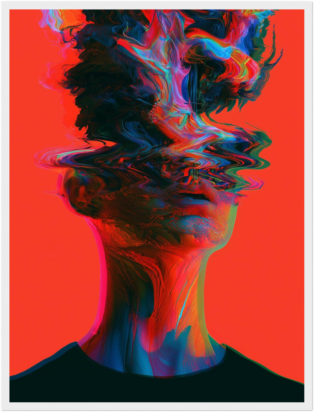 Psychedelischer Kopf in Wellen Poster – Weißer Rahmen – Produktfoto
