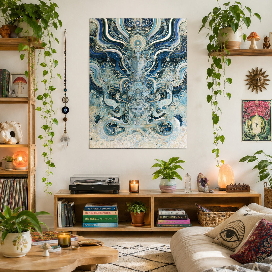 Meditierendes Götterblau Poster – Ohne Rahmen – Produktfoto