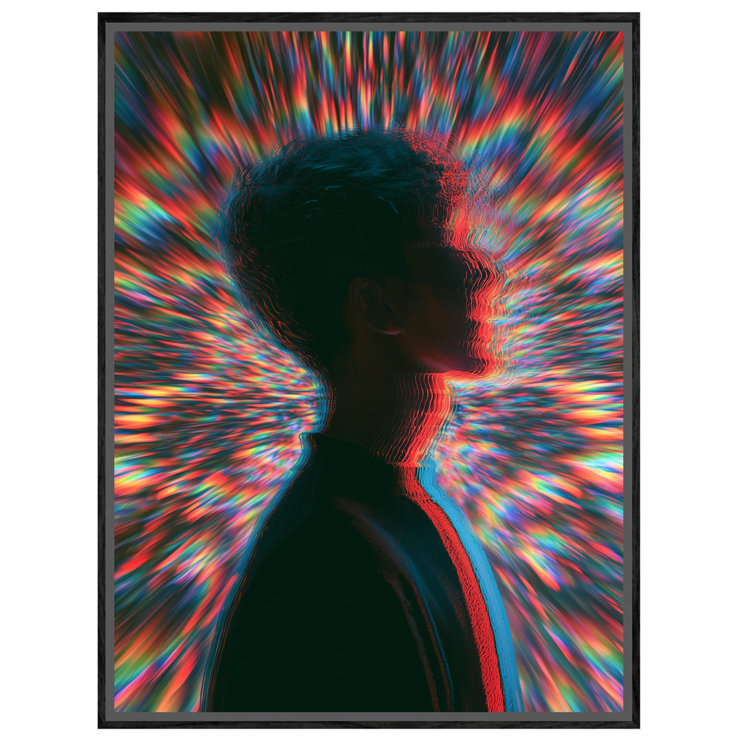 Psychedelische Silhouette im Farbsturm Leinwandbild – Leinwandbild