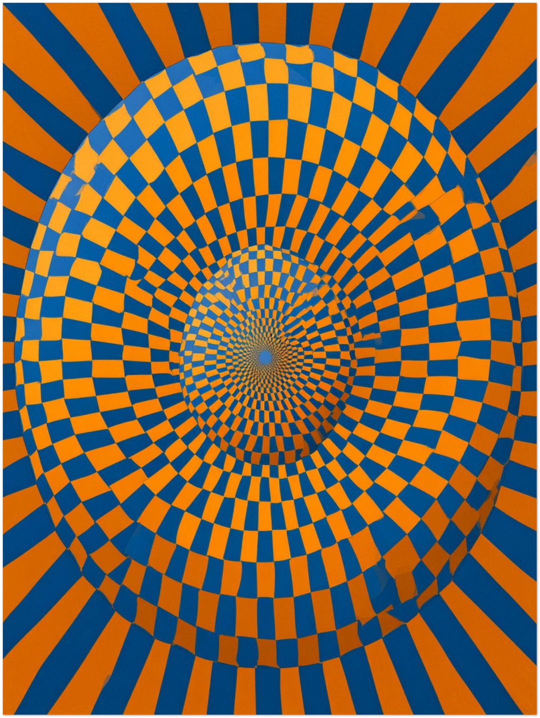 Psychedelische Spirale in Blau-Orange Leinwandbild – Ohne Rahmen – Produktfoto