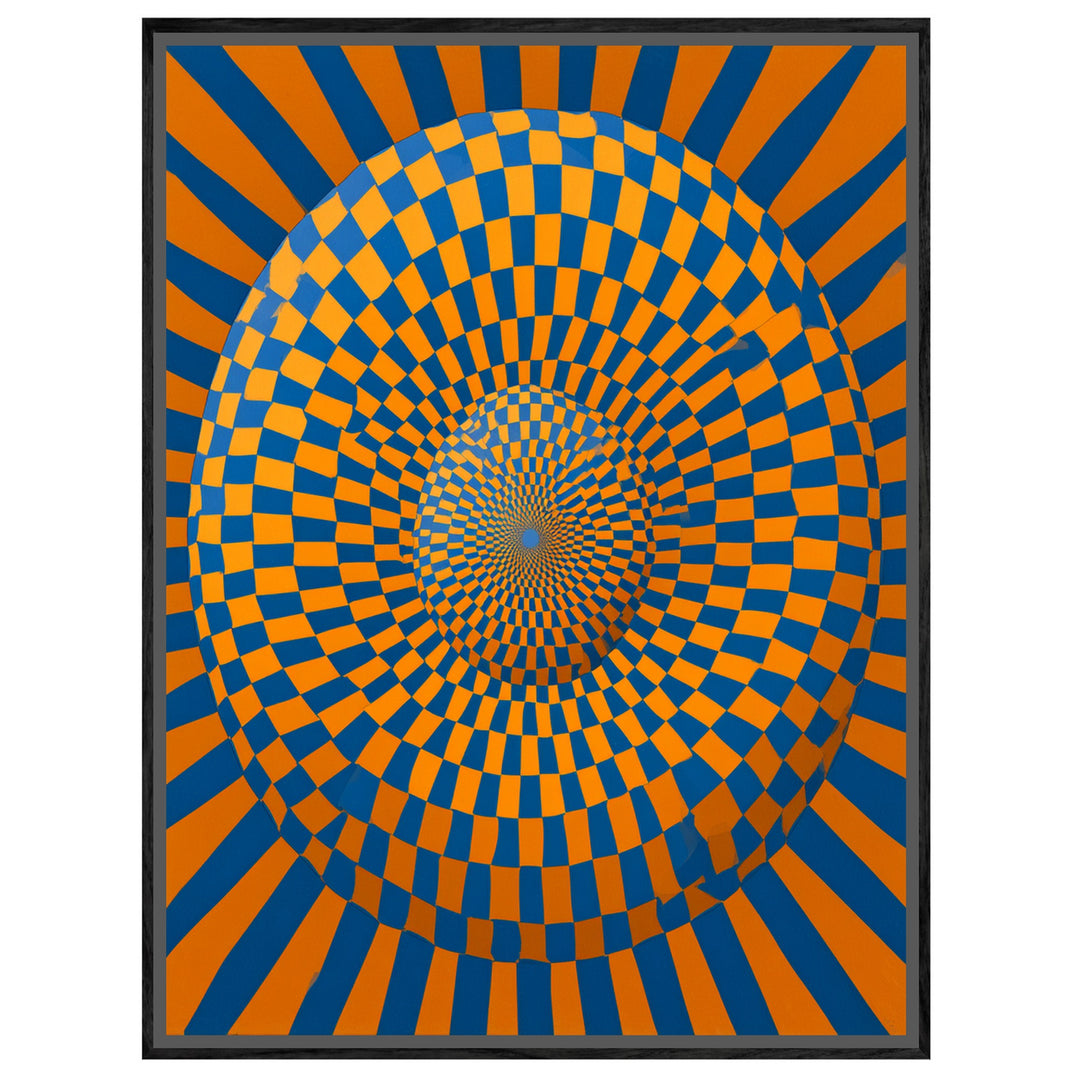 Psychedelische Spirale in Blau-Orange Leinwandbild – Leinwandbild
