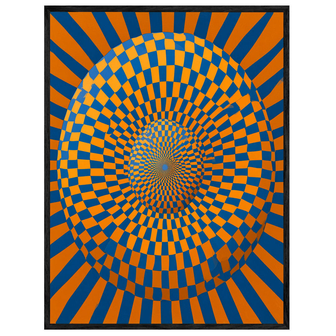 Psychedelische Spirale in Blau-Orange Leinwand