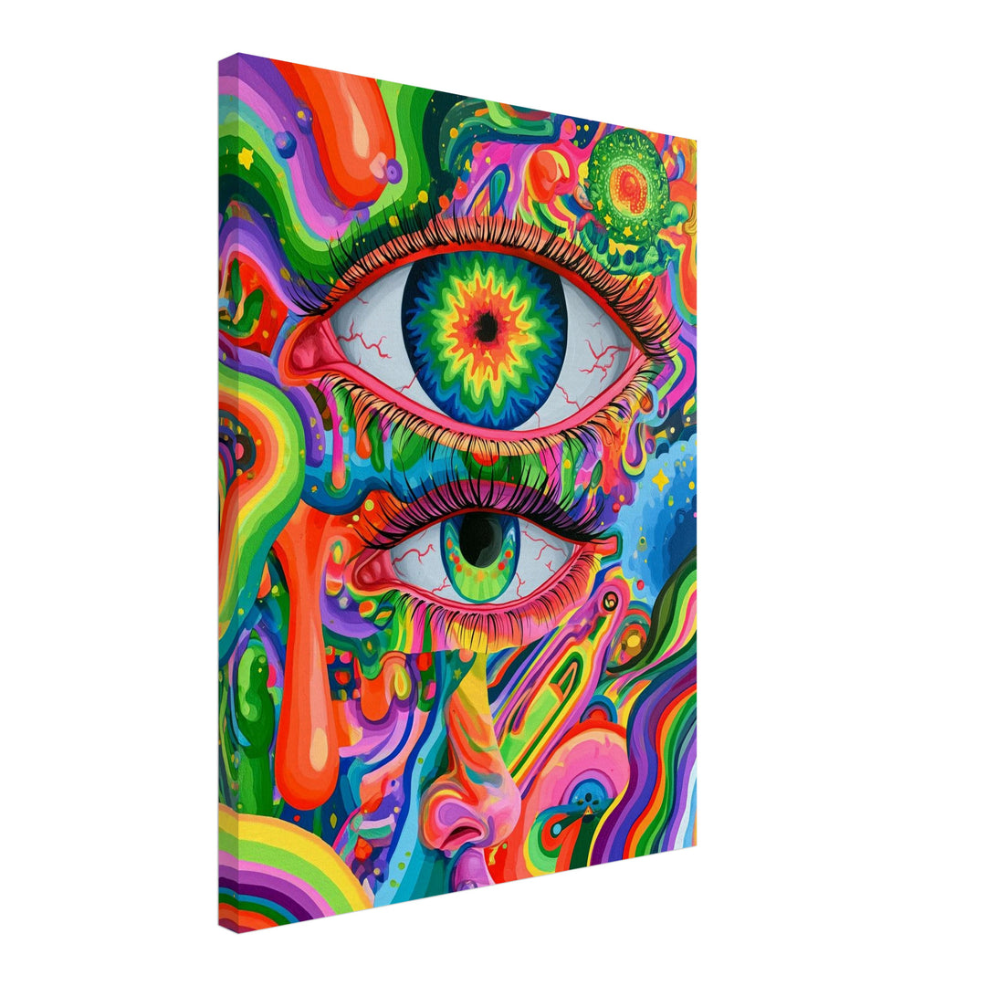 Zwei Augen Nahaufnahme Leinwandbild – Schräge Ansicht – Produktfoto