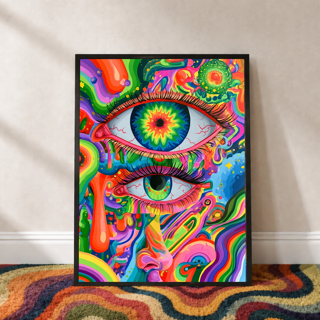 Zwei Augen Nahaufnahme Poster – Schwarzer Rahmen – Produktfoto