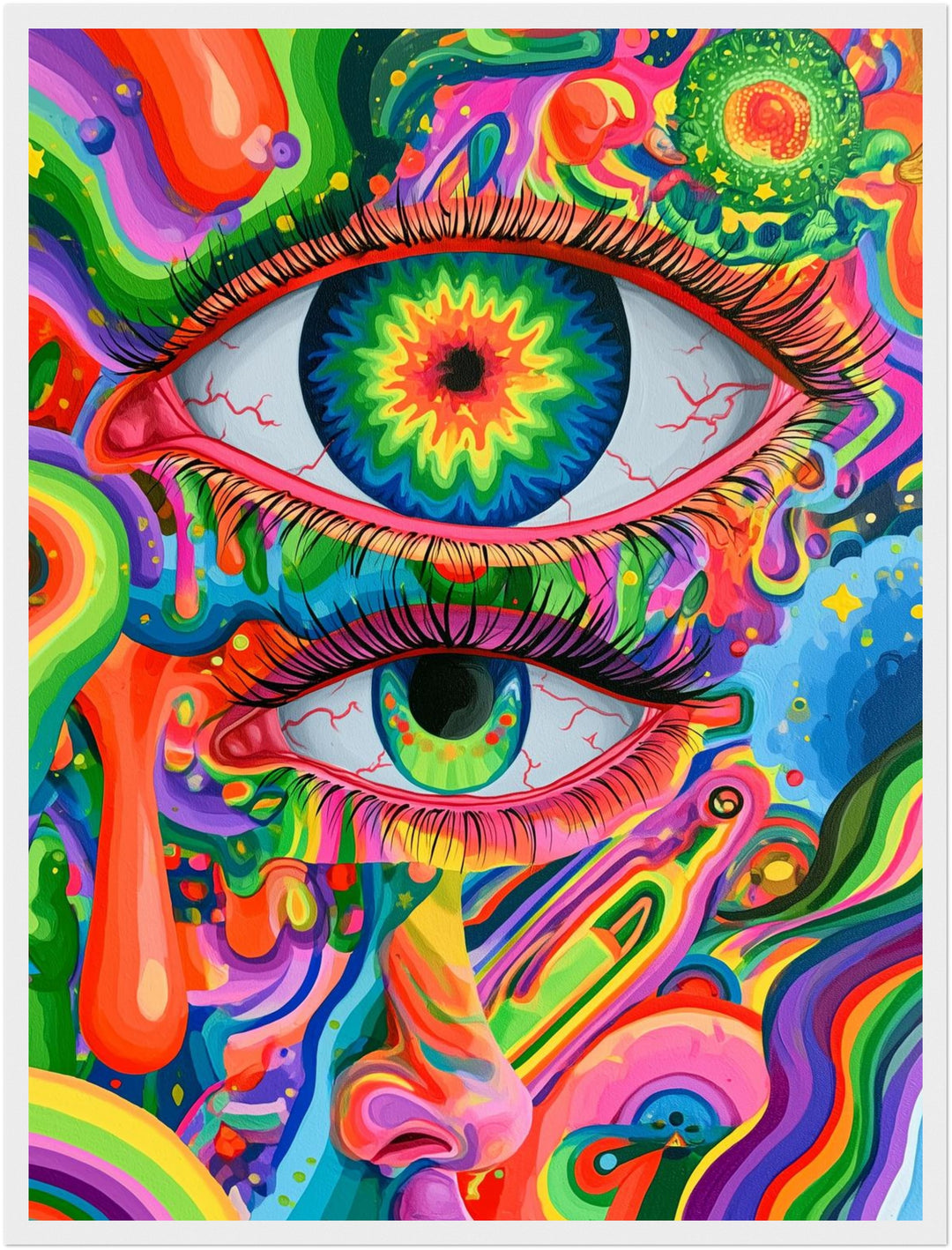 Zwei Augen Nahaufnahme Poster – Weißer Rahmen – Produktfoto