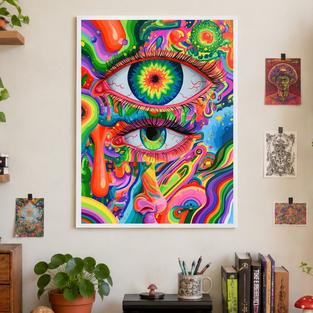 Zwei Augen Nahaufnahme Poster – Weißer Rahmen – Produktfoto
