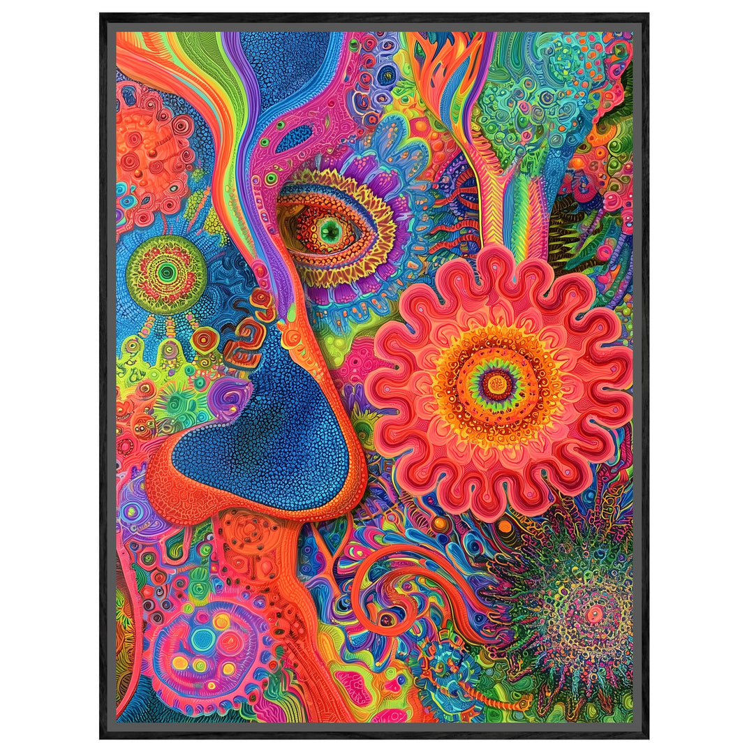 Psychedelisches Augenblüten Mandala Leinwandbild – Leinwandbild