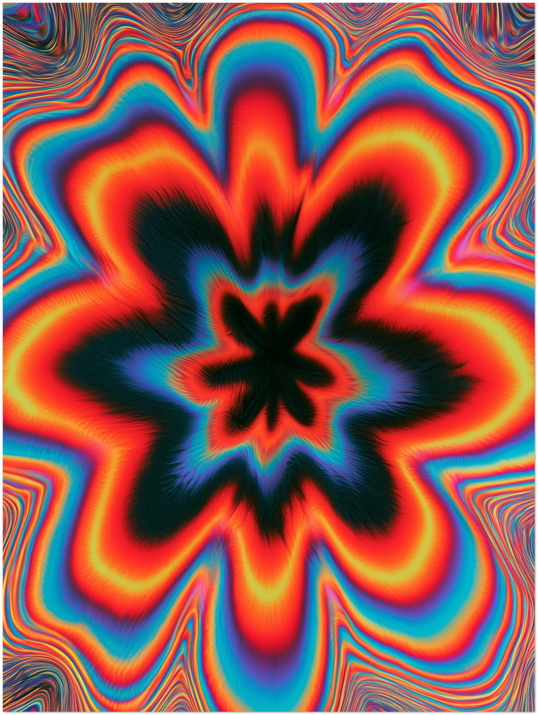Psychedelische Blüte in Flammen Poster – Ohne Rahmen – Produktfoto