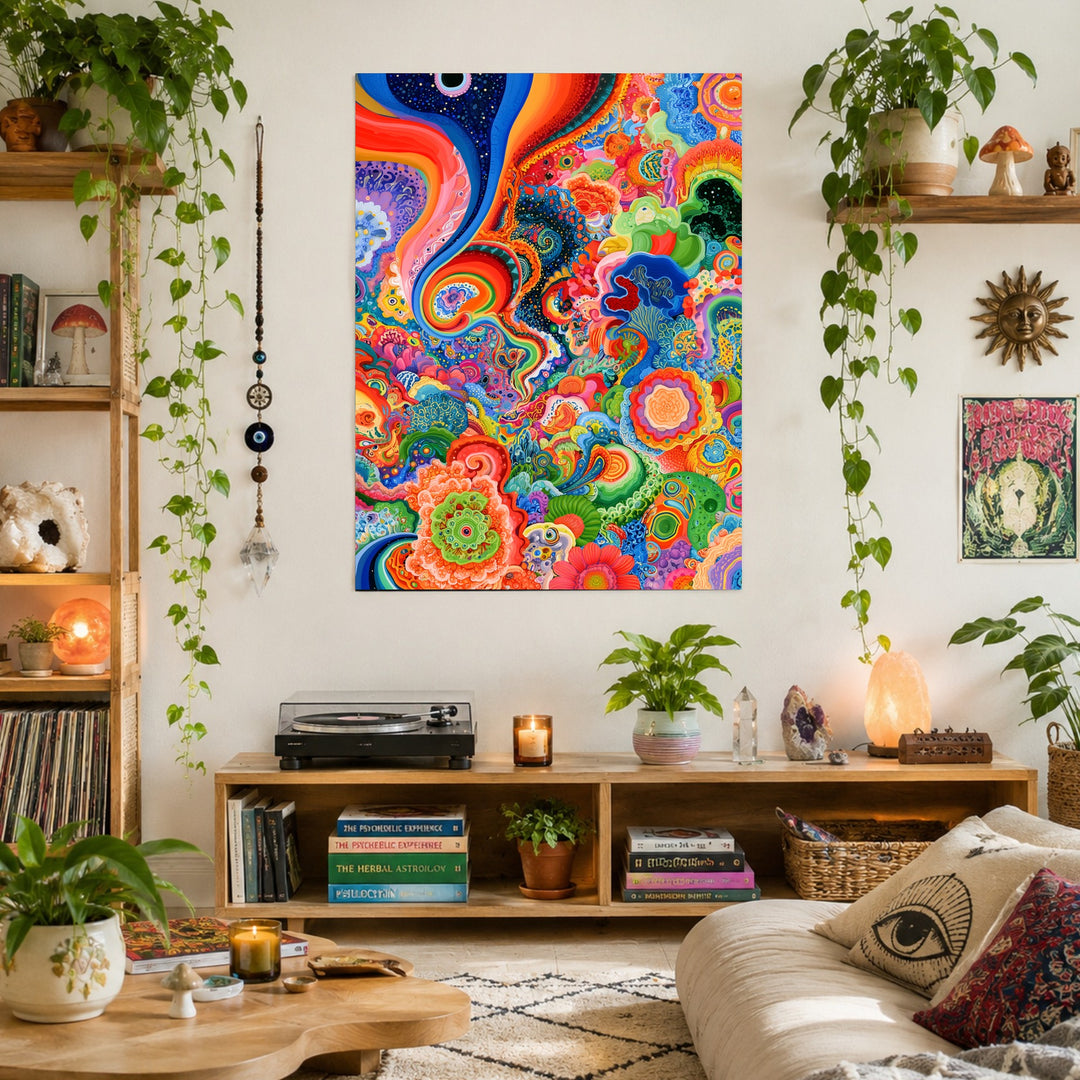 Psychedelische Farbwellen Leinwandbild – Ohne Rahmen – Produktfoto