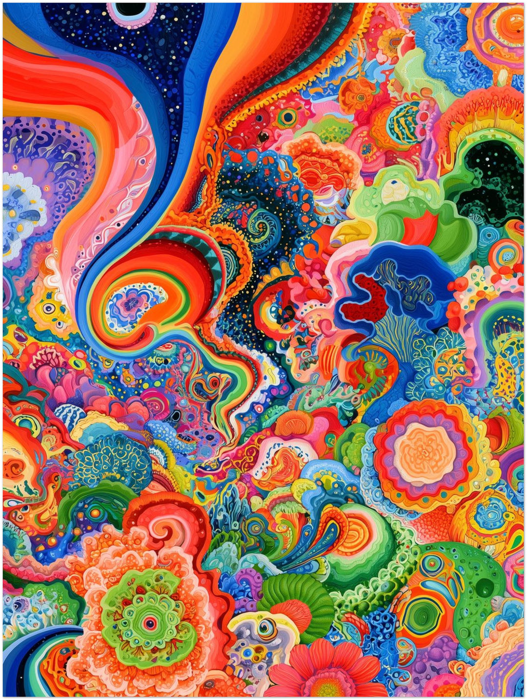 Psychedelische Farbwellen Leinwandbild – Ohne Rahmen – Produktfoto