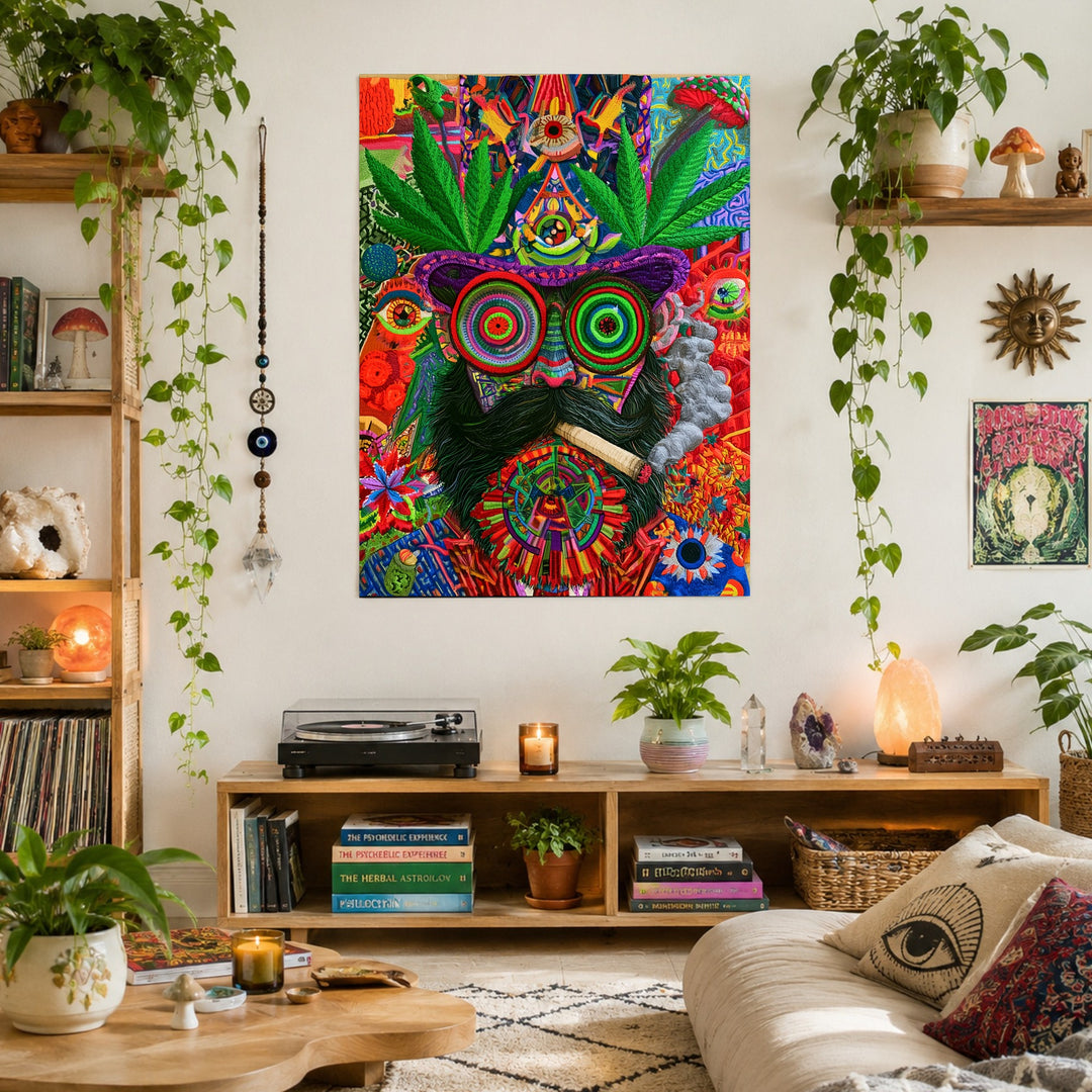 Psychedelische Katze mit Joint Poster – Ohne Rahmen – Produktfoto