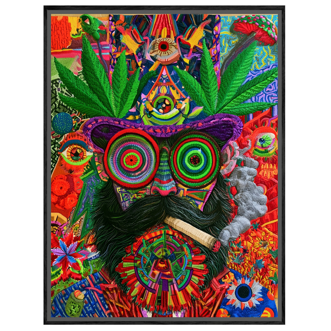 Psychedelische Katze mit Joint Leinwandbild – Leinwandbild