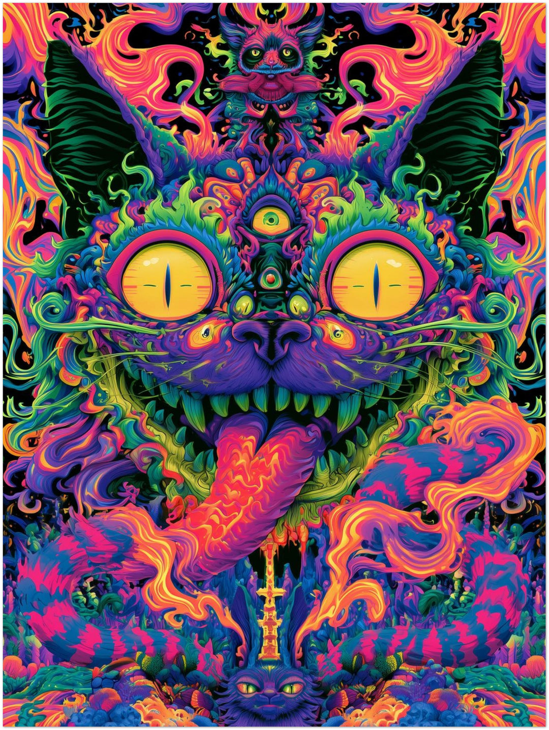 Psychedelische Katze der Träume Leinwandbild – Ohne Rahmen – Produktfoto