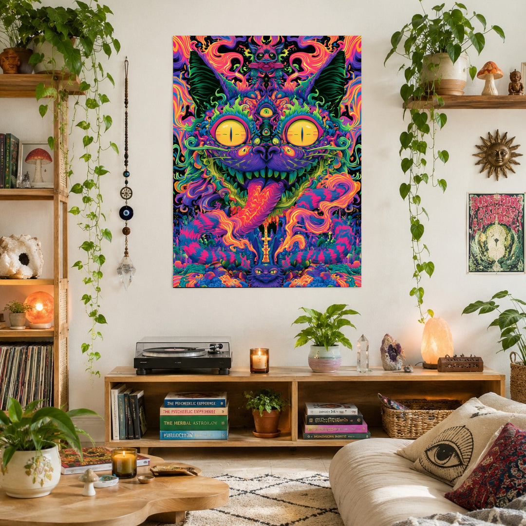 Psychedelische Katze der Träume Leinwandbild – Ohne Rahmen – Produktfoto