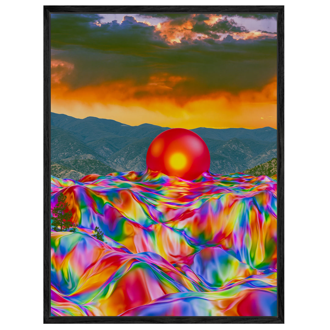 Psychedelischer Sonnenuntergang mit Kugel Leinwandbild – Leinwandbild
