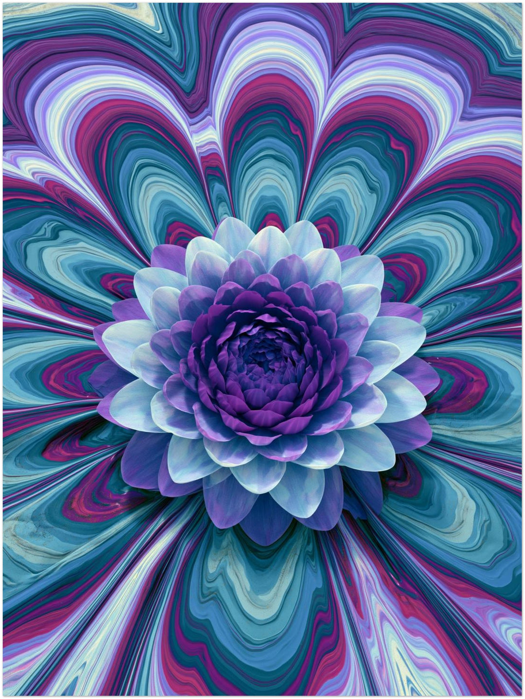 Psychedelische Lotusblüte lila Leinwandbild – Ohne Rahmen – Produktfoto