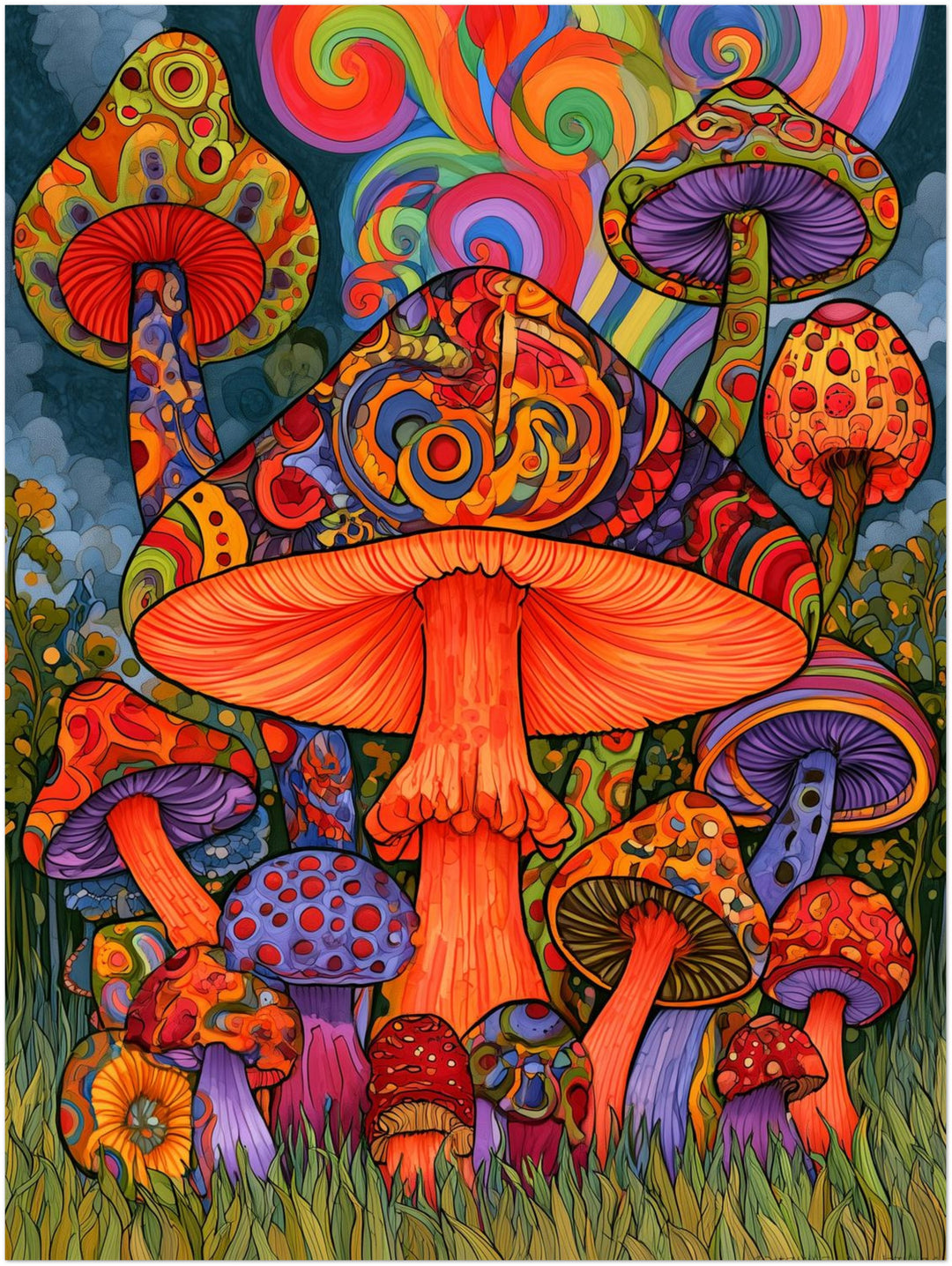 Psychedelischer Pilzwald Poster – Ohne Rahmen – Produktfoto